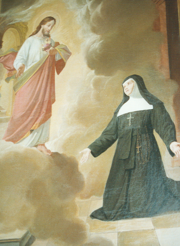 Appearance of Jesus to Saint Margaret Mary Alacoque in France.